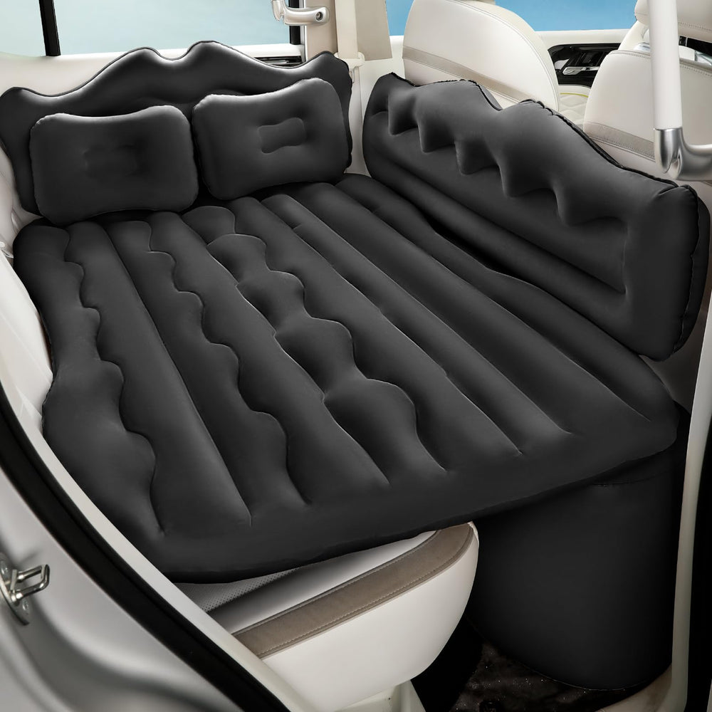 BEBAS inflatable air mattress backseat provides comfortable resting space on road trips.