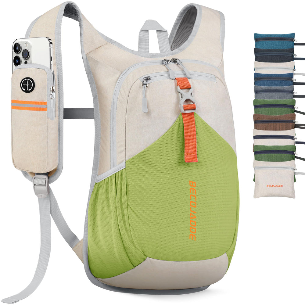 BECOJADDE 15L backpack folded compactly for easy packing and travel use.