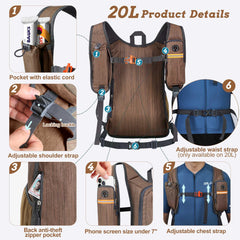 BECOJADDE 20L backpack showing right drawstring pocket for easy gear stowage on day trips.