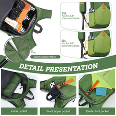 BECOJADDE 20L backpack left-strap pocket for quick-access phone.