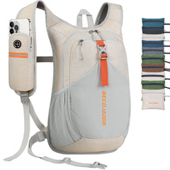 BECOJADDE 20L small hiking backpack front pocket for quick-access essentials on trails.