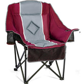 BeHairity oversized camping chair shows the 23-inch seat for spacious lounging outdoors.
