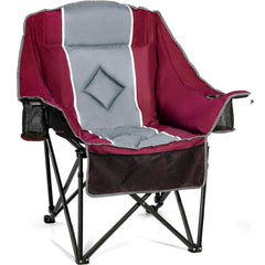 BeHairity oversized camping chair shows the 23-inch seat for spacious lounging outdoors.