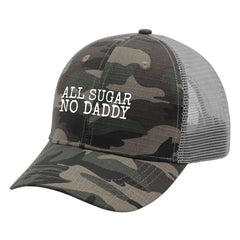BEIXBE All Sugar No Daddy hat, side view with adjustable strap.