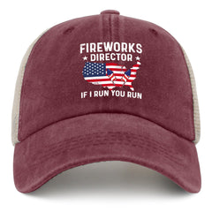 BEIXBE Fireworks Director hat front view for sunny days and casual outings.