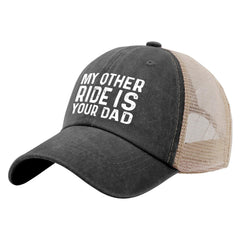 BEIXBE My Other Ride dad hat back closure shows adjustable strap for a versatile fit