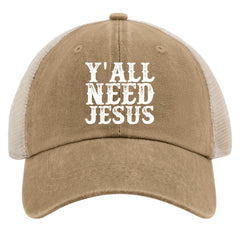 BEIXBE Y'all Need Jesus trucker hat adjustable snapback for a secure fit
