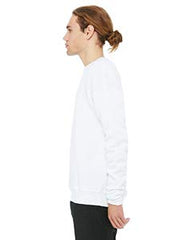 Bella + Canvas unisex drop shoulder fleece white collar close-up, showcasing soft fabric texture.