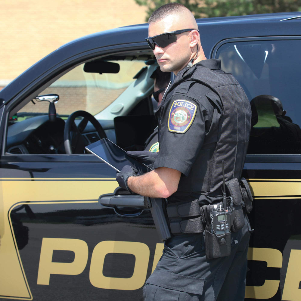 Black finished brass snaps on belt keeper