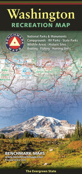 Benchmark Maps Washington Recreation Map cover, compact planning for outdoor trips.