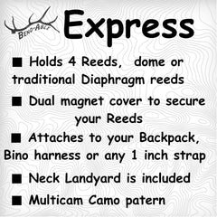 Bend-Able Reed Quiver Express neck lanyard attachment keeps reeds close at hand