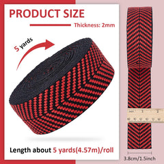 BENECREAT polycotton webbing close-up shows tight weave and colorfast red.