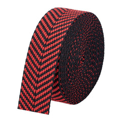 BENECREAT red jacquard webbing with V pattern roll for durable tote handles.