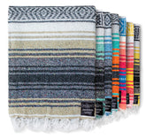 Benevolence LA authentic handwoven Mexican blanket in sand, ideal for picnics and yoga.