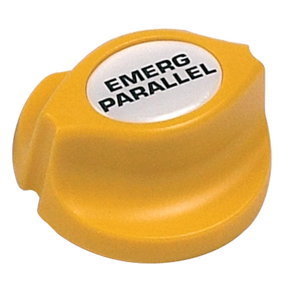 BEP Emergency Parallel Battery Knob yellow closeup for easy replacement