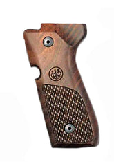 Beretta 92/96 wood grips with oval checkering for improved grip and classic look