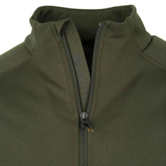 Beretta Stretch Tech fleece shirt Green Moss zip detail for adjustable ventilation.