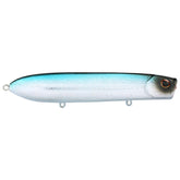 Berkley Cane Walker blue bullet lure creating strong surface disturbance for bass.