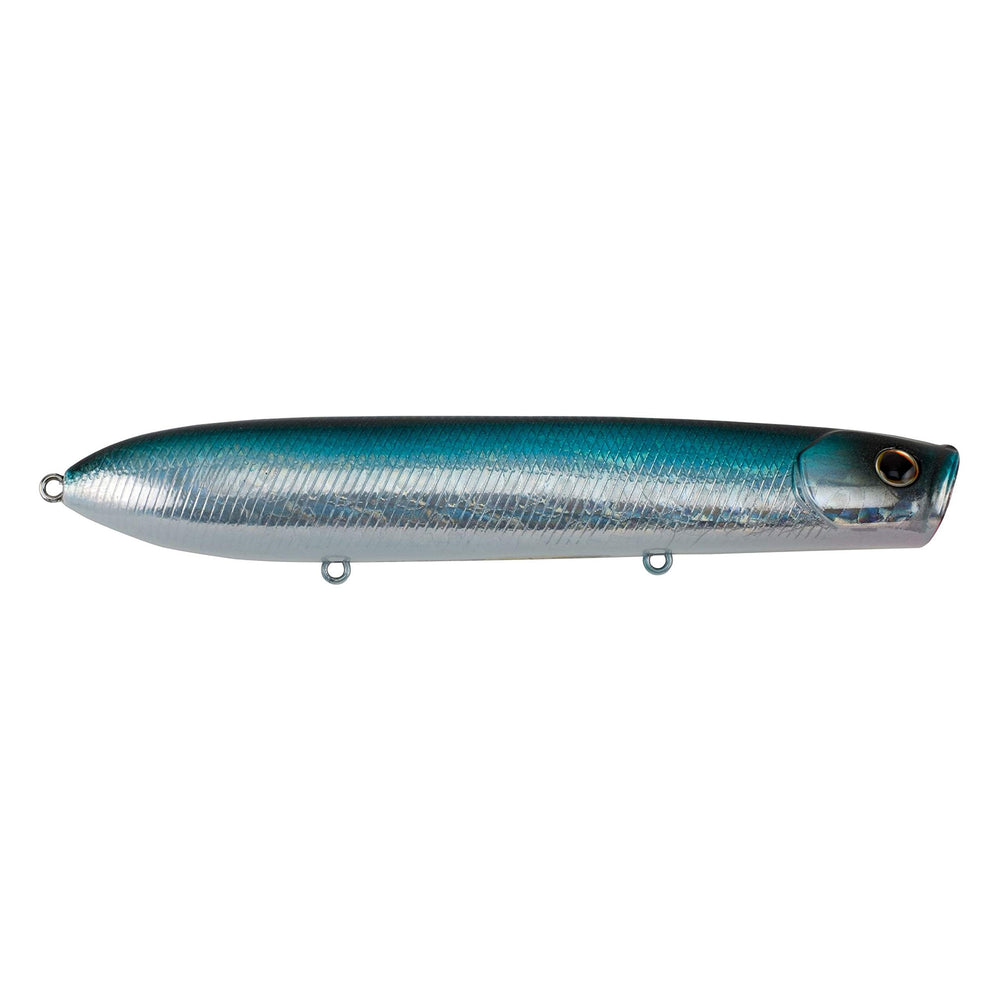 Berkley Cane Walker Blue Bullet face demonstrates extreme surface disturbance to attract bass.