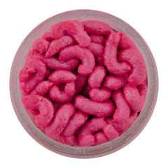 Berkley Gulp! Maggot Pink lure highlighting pink color and scent dispersion for freshwater fishing.