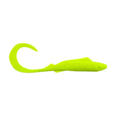 Berkley Gulp! Nemesis Chartreuse 6.5in front view shows vivid lure color to attract fish.