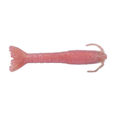Berkley Gulp! Saltwater Shrimp Flamingo Chrome 3in closeup showing scent-dispersion for deeper strikes