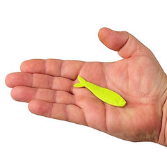 Berkley Gulp Surf Bytes Chartreuse 3-Inch baitfish soft bait - close-up