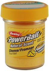 Berkley PowerBait Natural Scent Cheese Trout Bait jar attracts trout and increases bite opportunities