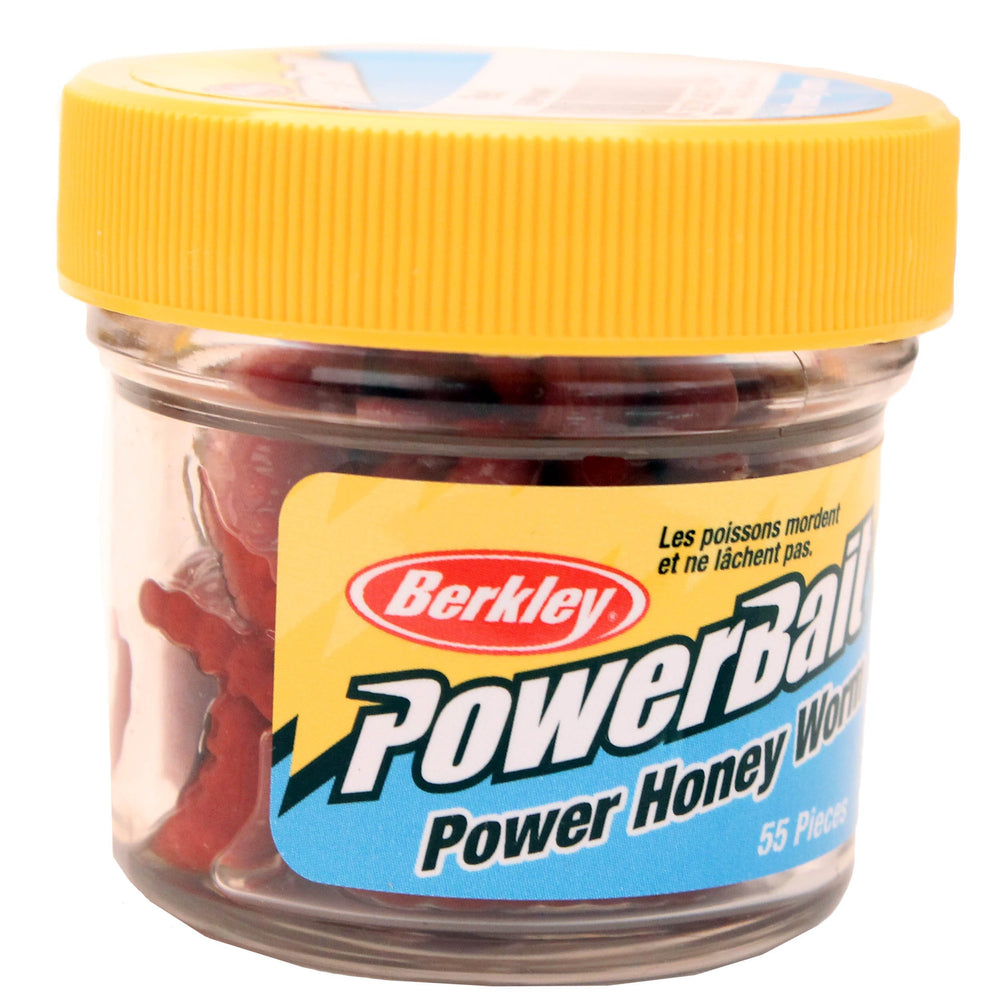 Power Honey Worm red 1in (3cm) Berkley PowerBait fishing lure for panfish