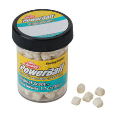 Berkley PowerBait Trout Nibbles marshmallow white dough bait that attracts more bites and stays on the hook.