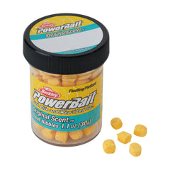 Berkley PowerBait Trout Nibbles yellow dough bait for strong scent and attraction.