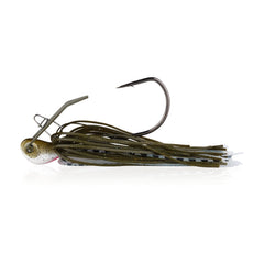Berkley SlobberKnocker Green Pumpkin Shad front view shows a balanced jig silhouette.