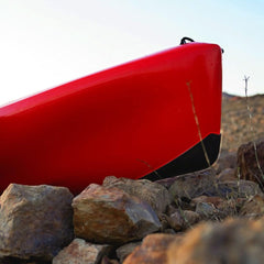 Front guard installed on kayak enhances hull protection during launches and shore contact.