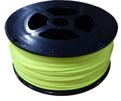 Bert's Custom Tackle mast line in hi-vis yellow for planer boards and heavy-duty use.