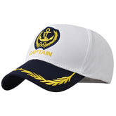 Besforta anchor-embroidered captain hat front view for nautical style and comfort.