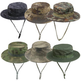 Besforta wide brim boonie hat camouflage front view showing sun protection for outdoor adventures.