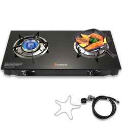 BesNerg Propane Stove two-burner top view shows compact outdoor cooking versatility