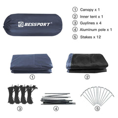 Bessport camping tent interior-spacious highlighting room for gear and comfortable sleep.