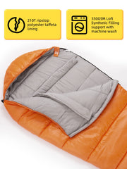 Bessport Mummy Sleeping Bag 210T ripstop fabric resists wear on rugged trips