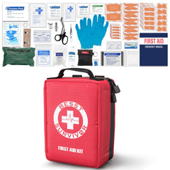 Besst Survivor premium first aid kit with labelled compartments for quick access.