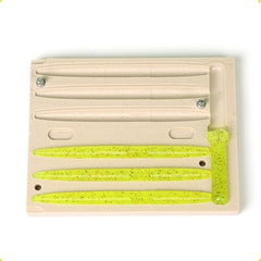 Best_NJ mold 3-cavity in-action enables efficient at-home lure production.