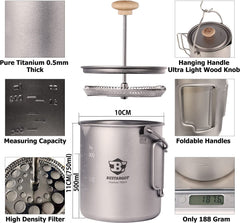 Bestargot titanium pot 750ml cooking-pot setup shows versatile camp meals.