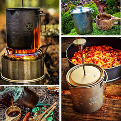 Bestargot titanium pot 750ml dishwasher-safe feature implies easy cleanup after trips.