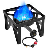 BESTFIRE 200000 BTU burner assembly demonstrates high-heat capability for rapid outdoor cooking.