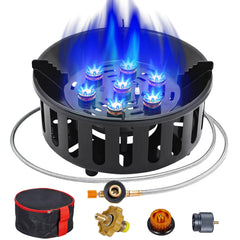 Bestfire propane burner 72,000 BTU boosts fast boil for outdoor meals.