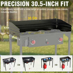 Bestfire windpanel universal compatibility supports many two-burner stoves.