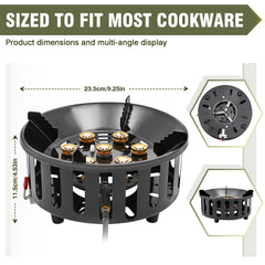 Bestfire windproof camping stove with rugged frame for outdoor use.