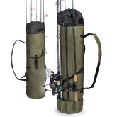 Front view of Besti fishing rod organizer bag in khaki green