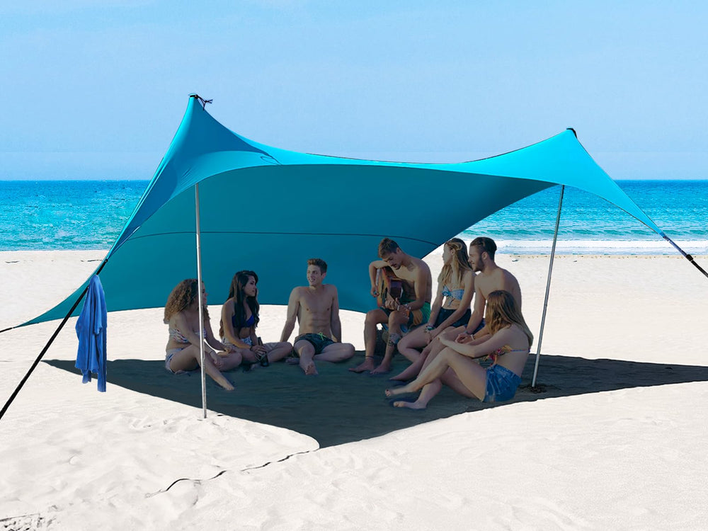 Bestset beach tent 10x10ft setup demonstrates spacious shade and wind-stable design.