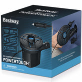 Bestway PowerTouch DC Pump connected to car outlet inflating an air mattress